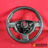 Black leather steering wheel
