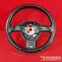 black leather Steering Wheel
